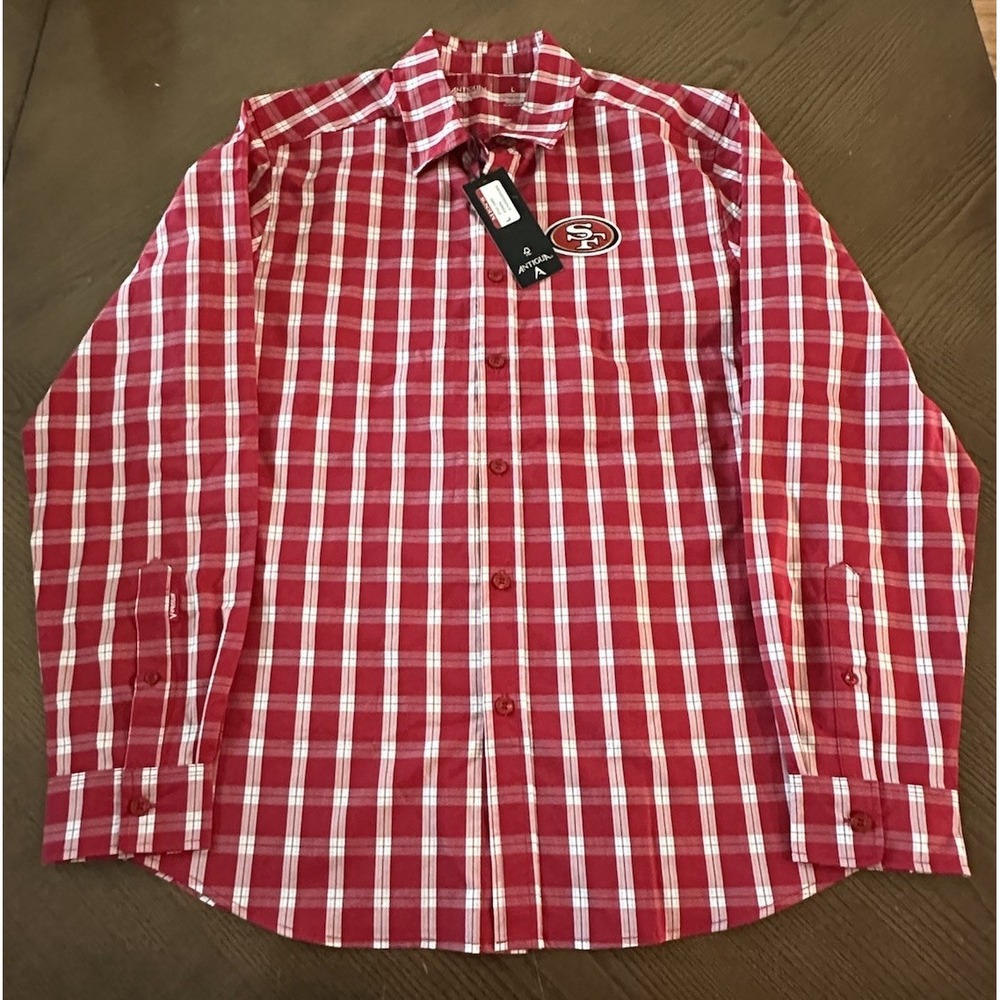 Men's San Francisco 49ers Antigua Size Large Carry Long Sleeve Button Up Shirt